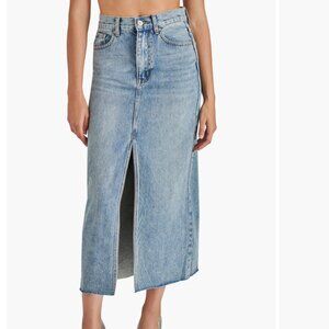 Steve Madden Avani Denim Light Blue midi Skirt NWT